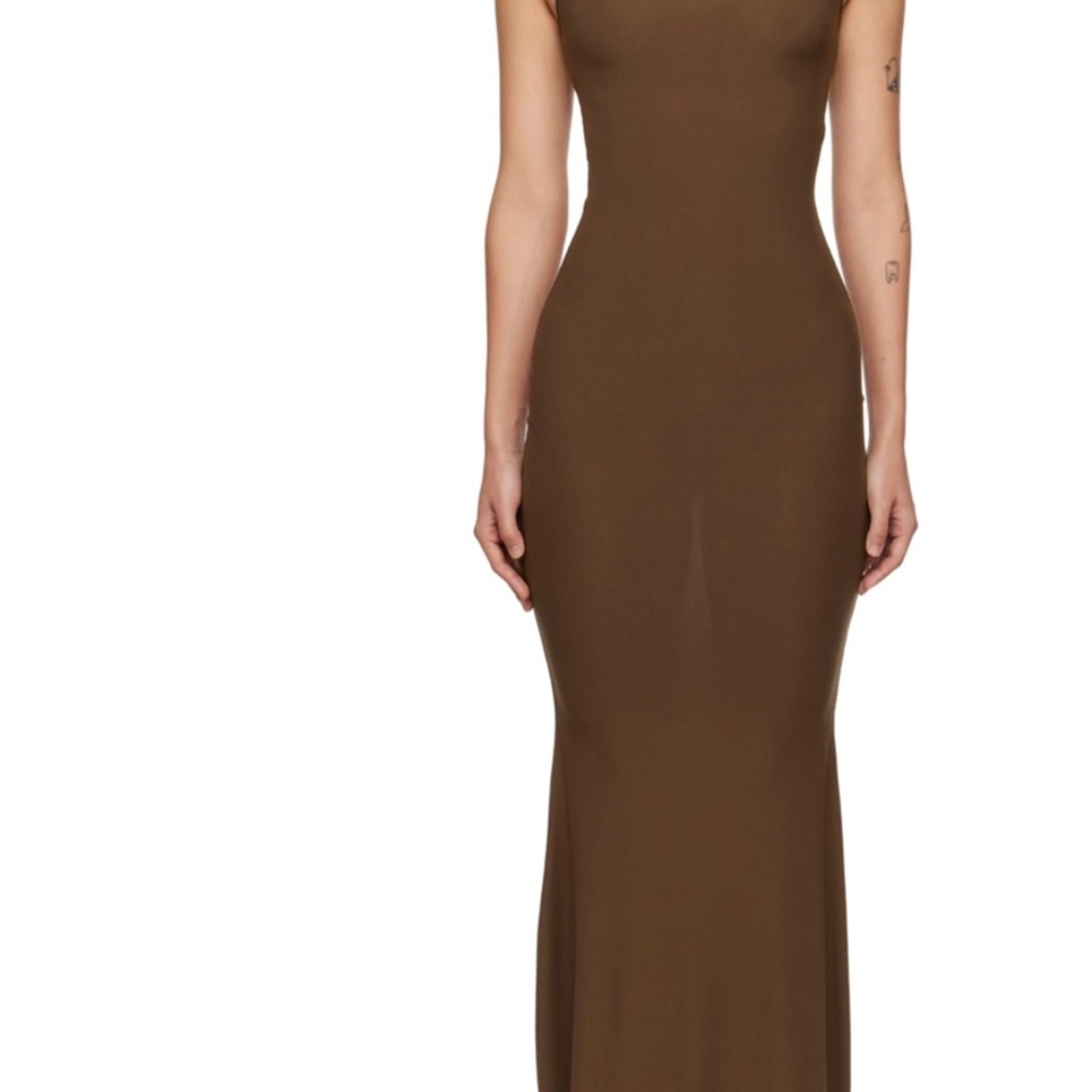 SOFT LOUNGE LONG SLIP DRESS- oxide